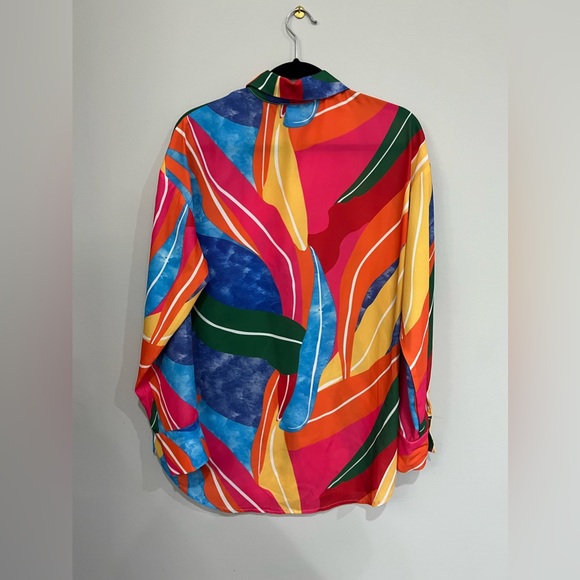 Women’s Abstract Button Down Blouse - Picture 3 of 3